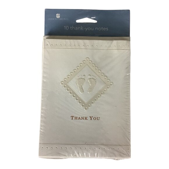 American Greetings Thank You Cards With Envelopes 7 Packs Footprint Design Blank - Picture 2 of 5